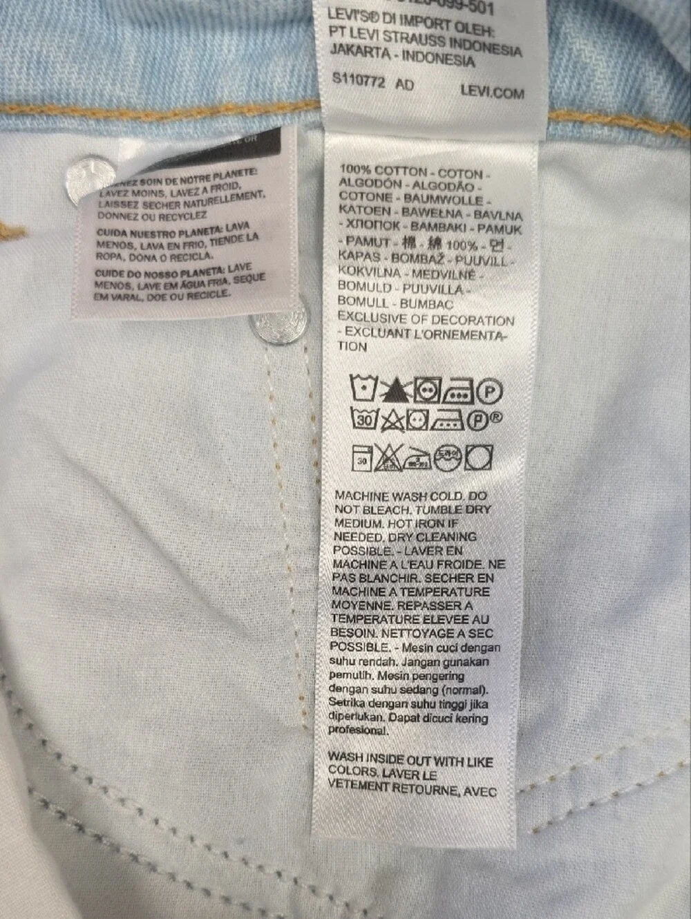 Levi’s Superlow Loose Stripe Jeans Light Wash Two Tone Side Panel 30x32 NEW - Picture 15 of 16